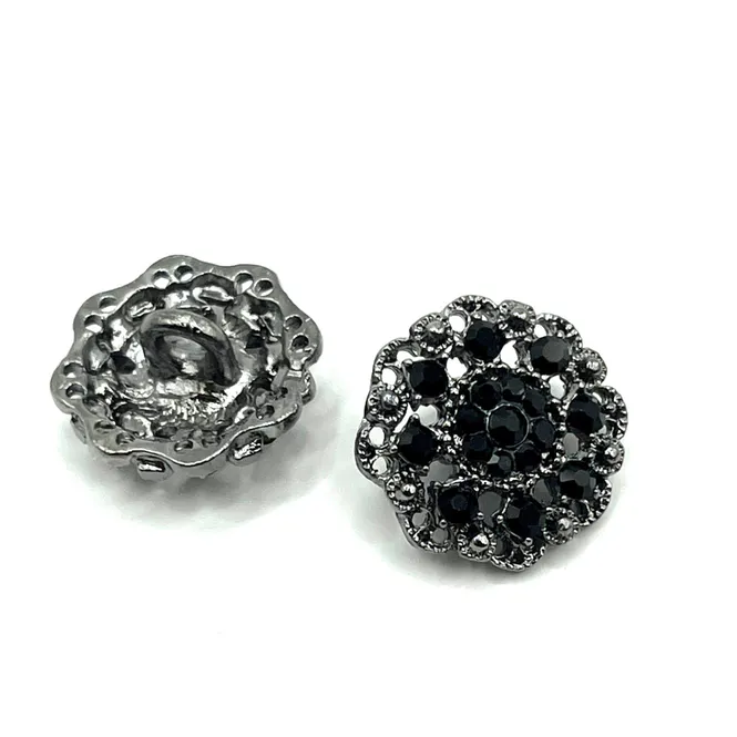 Hovedbilde Svart krystallknapp 15 mm